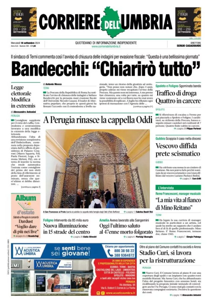 Prima-pagina-corriere umbria-del-2024-09-18